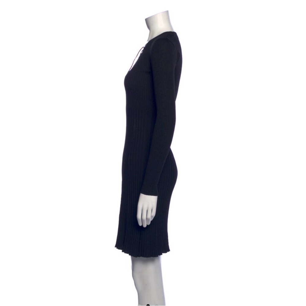 Sandro Black Ribbed Knit Dress with Lacing Detail - Picture 2 of 7